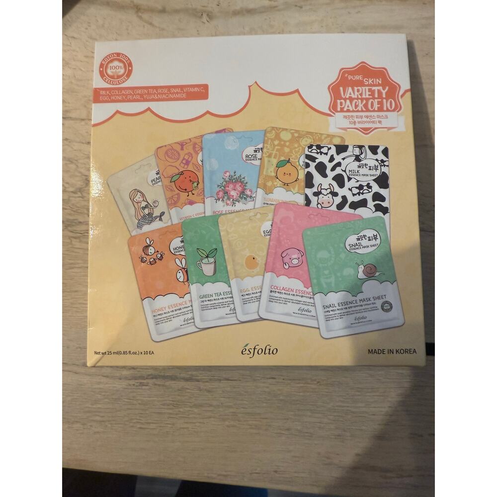 NEW Esfolio Pure Skin Essence Mask Variety Of 10 Pack - FREE GIFT - Picture 2 of 3